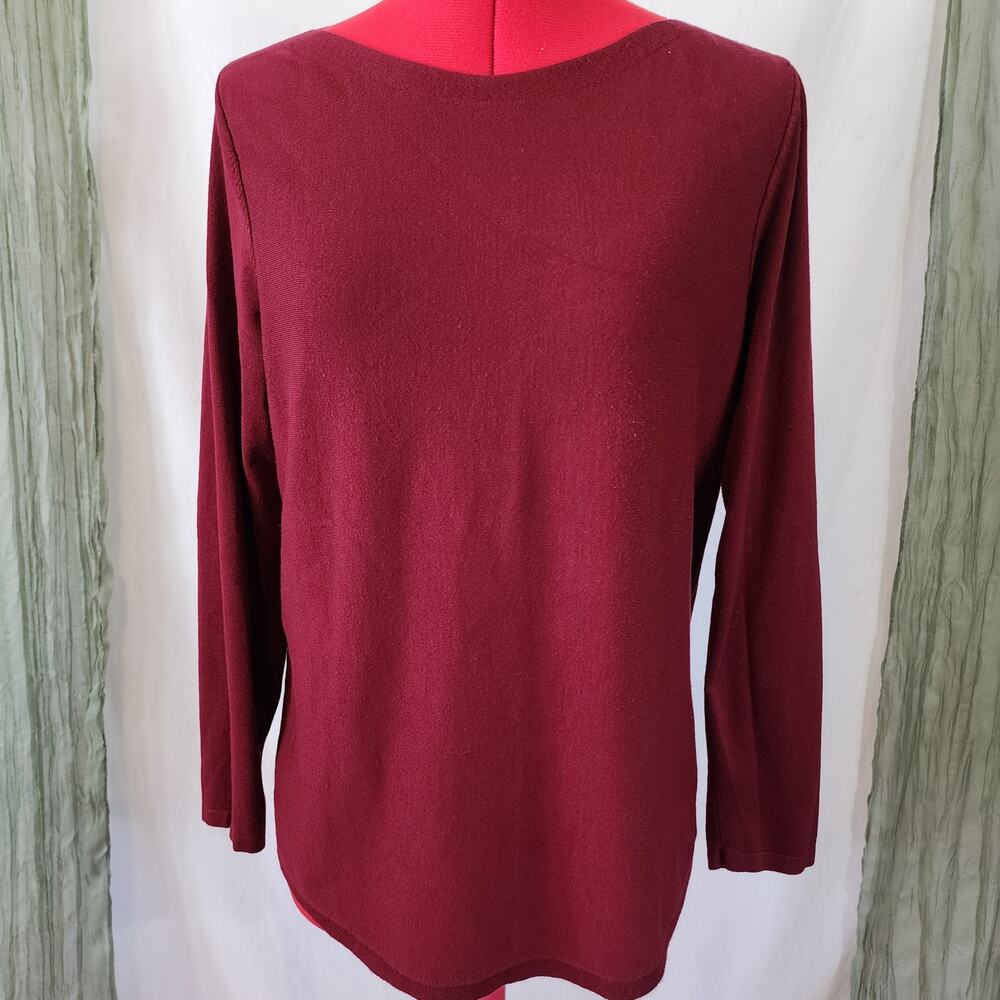 Chicos Red Soft Stretch Long Sleeve Sweater Blouse Size M